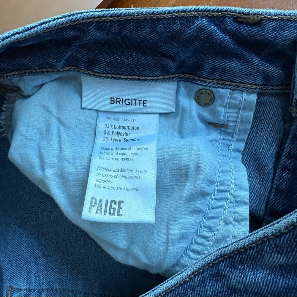 PAIGE Brigitte Women’s Jeans 28 Dark Wash Straight Leg Distressed - Picture 10 of 11